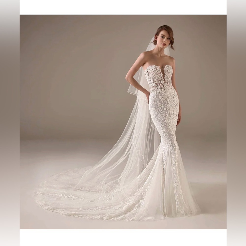 Designer PRONOVIAS PRIVEE Wedding Dress: JAMEELA w/ CUSTOM detach sleeves - Picture 13 of 14